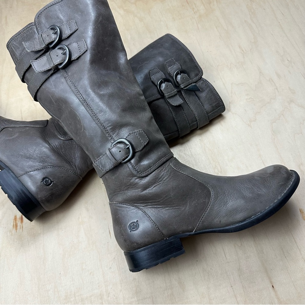 Born Gray Leather Buckle Boots - Picture 5 of 13